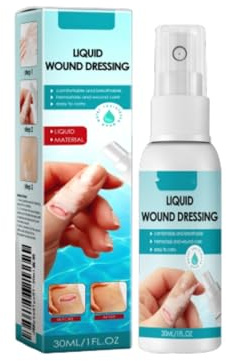 Pansement liquide en spray pour soulager les coupures - 30 ml - Bleu clair - 10,7 x 2,8 cm
