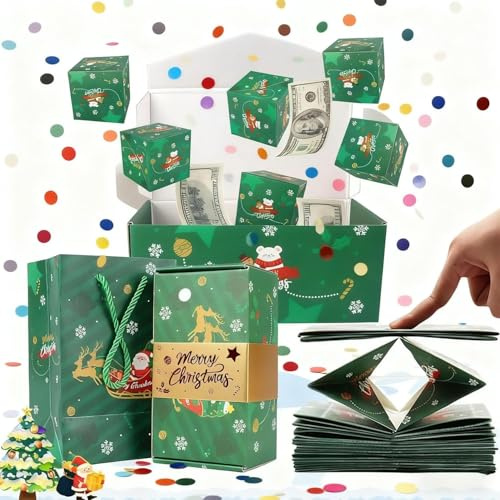 Faltbare Pop-Up Geschenkbox 2026, 20 Überraschungsboxen in Rot, Pop Up Explosionsbox für Weihnachten, Geburtstag & Party, DIY Mystery Geschenkbox Set (Grün)