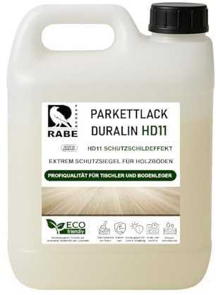 RABE Parkettlack Treppenlack Matt Duralin HD11 Klarlack Hochleistungs Lack 2in1 für Holzboden (Farblos, 5 Liter)