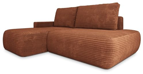 Masseno Ecksofa AVINI T R-S mit Schlaffunktion L-Form, Klassisch Sofa mit Bettkasten, Wohnzimmersofa, Couch, Soffa, Bettsofa, Couchgarnitur - Rosa, TILIA 62