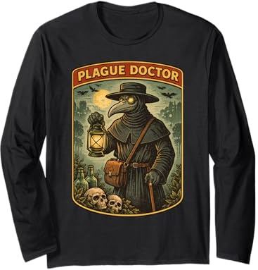Plague Doctor Gothic-Horror im Retro-Comic-Stil Langarmshirt