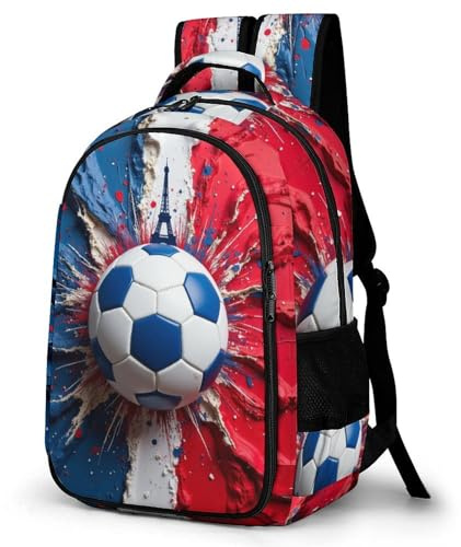 WECECE Schulranzen 3D Print Fußball Klasse 8-10 für Jungen und Mädchen Tagesrucksack Teenager Ranzen mit Fußball Schulrucksack 12-16 Jahre 11,6 Zoll Laptop Backpack Geschenk zum Schulanfang