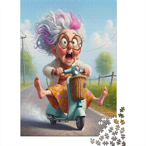 1000 Piece Mini Jigsaw Puzzle For Adults Scooter Grandma Road Birthday Gift