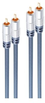 Shiverpeaks®-PROFESSIONAL Cinchkabel Audio Kabel Metallstecker vergoldet Kupfer CuZnNi Chrom 5m