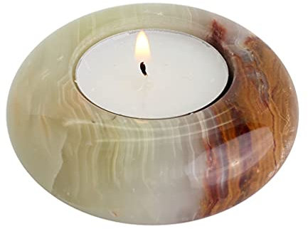 Budawi® Onyxmarmor Teelichthalter Ø 7 cm Edelstein Kerzenhalter Onyx Marmor