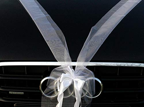Varianten Auto Schmuck Braut Paar Rose Deko Dekoration Autoschmuck Hochzeit Car Auto Wedding Deko PKW (Grund weiß)
