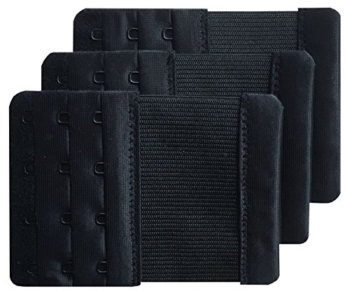 Chanie Women Pack of 3 Soft Comfortable 4 Hooks Bra Extender,10.3cm x 7.6cm
