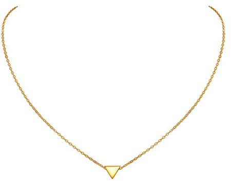 ChicSilver goldkette mit kleiner Triangel Anhänger, Filgrane Halskette für Damen Mädchen, Charm Minimalisitischer Schmuck für Freundin Ehefrau