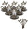 Alisveristime Handmade Turkish Tea Glass Set - Traditional Turkish Motifs, Set of 6 with Lids and Bonus Tea Spoons (Autentic Green)
