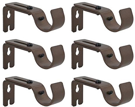 AddGrace Verstellbare Gardinenstangenhalterung, passend für Gardinenstangen bis zu 2,5 cm, 6 Stück, stabile ausziehbare Gardinenstangenhalterung, Metall-Einzelstangenhalterung für Wand (Bronze)