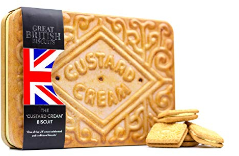 Giant Custard Cream Biscuits Gift Set - Novelty Biscuit Tin, Family Treat Box with Luxury Selection for Sharing - British Gifts, Thank You Teacher Biscuits Gift Ideas for Birthday Hamper Tins 450g