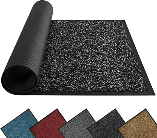 Mibao Door Mats Indoor and Outdoor, Doormat 60 x 90 Cm Black, Washable Door Matts Indoor, Heavy Duty Non-slip Entrance Mat, Shoes Scraper, Super Absorbent Front Door Mat Carpet