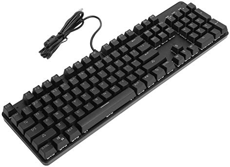 Annadue Mechanische Gaming Tastatur, Kabelgebundene Mechanische Spieletastatur, Blauer Schalter, USB Farb Hybrid E-Sport Tastatur mit 104 Tasten, für PC Gamer und Arbeits, Plug and Play.(schwarz)