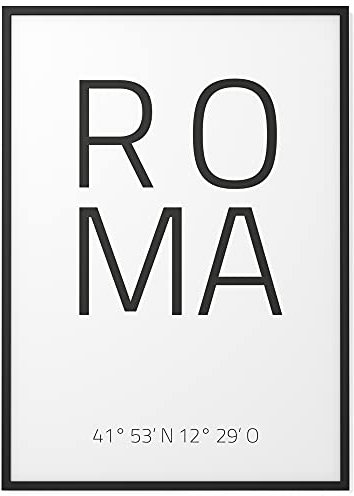 Papierschmiede® Geo Poster Koordinaten Rom, A1 Stadt Poster als Wanddeko für Wohnzimmer Schlafzimmer Küche Esszimmer, Italien Roma Dolce Vita, Bild ohne Rahmen