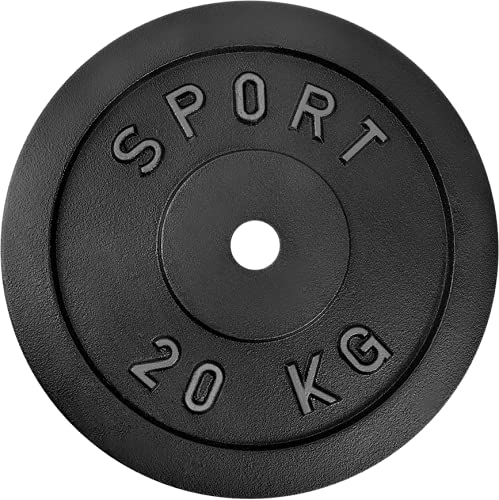 AtHaus® Hantelscheiben 20 Kg Gusseisen Hantel Gewichte 30/31 mm Ø - Guss Scheiben Gusscheibe Hantelscheibe Platte Rad Pro