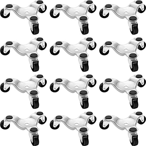 12-teiliges Möbelrollen-Set, 3 Räder, Stahl, Tri-Dolly, robuste Movers-Rollen, dreieckige Schwenkrollen, leicht bewegliches Werkzeug für Heimmöbel, Geräte, 15,2 cm, 90,7 kg Tragfähigkeit