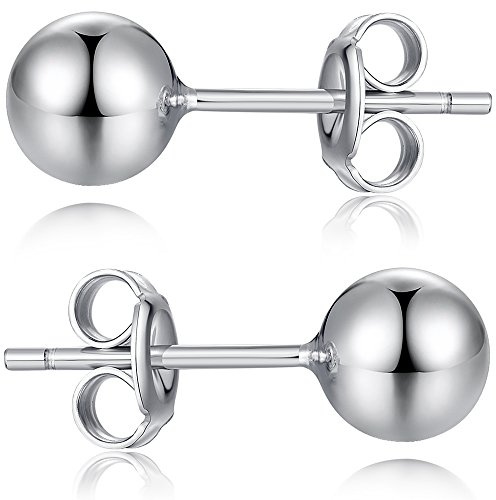 Jiahanzb Kugel Ohrstecker für Damen Herren 925 Sterling Silber Rund Kugel Ohrringe Stecker Hypoallergen Runde Ball Schmuck Geschenke 4/5/6/7/8 mm