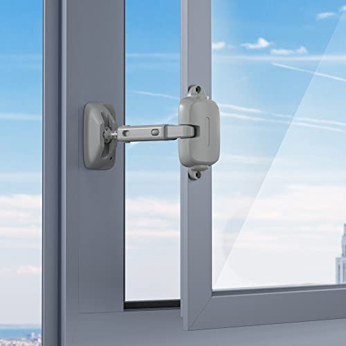 SAFELON Ajustable Ventana Gap Tamaño Bebé Seguridad Ventana Restrictiva, Cerradura de Seguridad a prueba de Niños para Niños y Mascotas, Fácil de Instalar y Usar (1 Pieza, Gris)