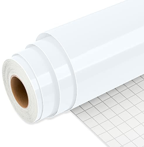 IModeur 25Ft vinilo adhesivo Blanco - 30,5 x 762 cm Vinilo Permanente Blanco para Taza, Vinilo Cricut para Regalos de Cumpleaños, Adornos de Fiestas, Decoración del Hogar
