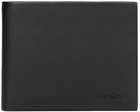 WOJAS - Herren Geldbörse I Horizontal I Kompaktes Format I Hochwertiges Glattleder I Große Anzahl von Fächern I Geprägtes Logo I 91032-81 - Schwarz