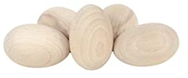 Wooden World 5 x Schlichte Eier aus massivem Holz für Decoupage-Malerei und Brandmalerei. Unbehandeltes Buchenholz zur Dekoration. 25 x 35 mm – Größe Kleiner als EIN Taubenei – Ideal für Ostern