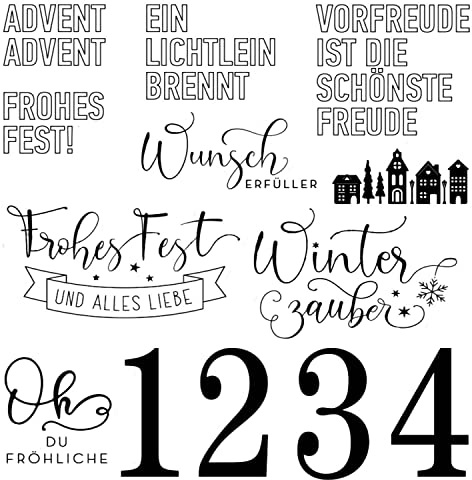 Qoiseys OH DU FRöHLICHEStempel,Silikonstempel sprüche deutsch, Silikon Clear Stamps für DIY Scrapbooking Fotoalbum Dekoratives Papier