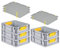 PROREGAL SuperSparSet 5x Eurobox NextGen Color mit Auflagedeckel & Schiebeschnappverschlüsse, HxBxT 12x30x40cm, 11L, Griffe gelb geschlossen, Glatter Boden, Eurobehälter Transportbox Transportbehälter