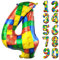 CHANGZHONG® Baustein Geburtstag Ballon Zahl 4 in Farbe Riesen Folienballon Mylar luftballon für Mädchen Jungen Geburtstag Party Dekoration Supplies