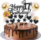 Tortendeko 17. Geburtstag Schwarz Gold für Mädchen Junge - Happy Birthday Kuchen Deko Set mit Glitter Cake Topper - Kuchendeko für 17 Jahre Feier