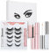 Magnetic Eyelashes and Magnetic Eyeliner Kit, 5 Pairs 3D Reusable Magnetic False Lashes and 2 Tubes of Magnetic Eyeliner, Easy to Wear Waterproof Long Lasting Natural Eyelashes