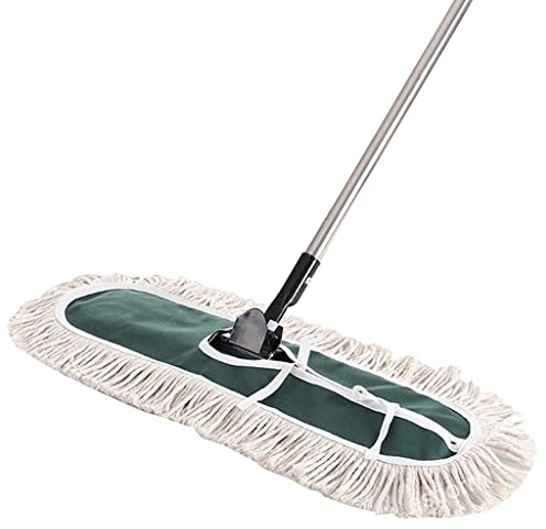 Fregona Plana de Hilo de algodón Grande con Mango Ajustable, Limpiador de fregona Industrial para Oficina y hogar, Limpieza de Suelos de Madera Dura (Onecolor 110cm)