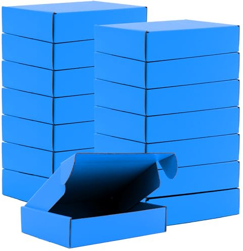 Lainrrew Versandkartons aus Karton, 15 Stück, kleine Versandkartons, recycelbar, Wellpappe, Geschenkverpackungen, für Versand, Geschenkverpackung, 22,9 x 15,2 x 5,1 cm, Blau