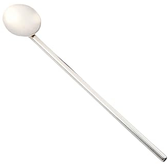 MAGICLULU Cuchara Inoxidable Con Cabeza Redonda Pajita Reutilizable Para Bebidas Café Cócteles y Batidos Para Fiestas y Uso Diario Plateado