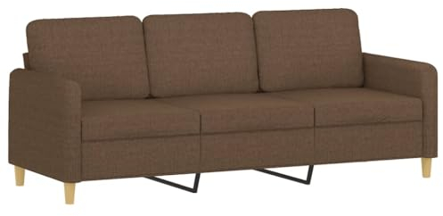 vidaXL Sofa 3-Sitzer, Loungesofa Couch mit Armlehnen Rückenkissen, Wohnzimmersofa Designsofa mit Metallgestell, Sitzmöbel Dreisitzer, Braun Stoff