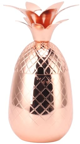 Cocktail Shaker, Pineapples Shape Martini Shaker Drink Shaker Stainless Steel Margarita Mixer Boston Shaker Tin Cocktail Mixer Pineapples Shape Cocktail Cup for Home, 500ml(Rose Golden)