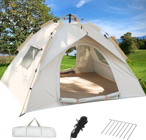 AHWOiHS Camping Zelt Automatisches Wurfzelt Pop Up Zelt 2 Personen Sofortzelt Automatik Campingzelt 4 Jahreszeiten Kuppelzelt Winddicht Familienzelt mit Tragetasche für Camping Trekking Familien