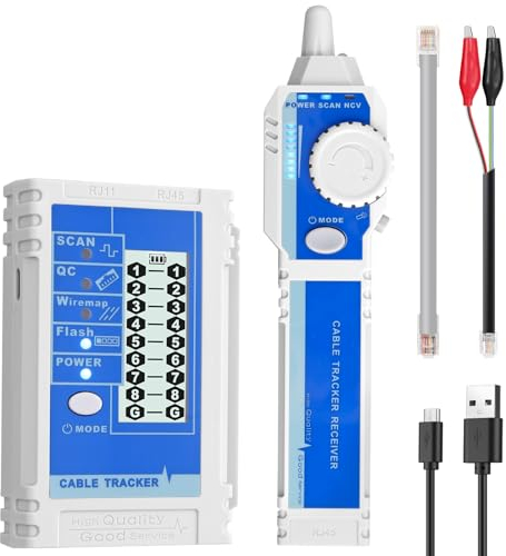 YGiTK Network Cable Tester with NCV, Ethernet Wire Tracker RJ45 RJ11, Cable Tester for for LAN CAT5 CAT6 CAT7, Line Finder with LCD Cable Tracer Kit for Telephone Systems, Computer/Video Networks