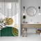 ASDCXZ Boho Duschvorhang 90x180 cm, Modern Abstrakt Kunst Schwarz Gold Blätter Sonne Weiß Bad Waschbar Schmal Duschvorhänge Polyester Textil Wasserdicht Duschvorhang für Badewanne mit 6 Haken