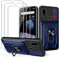 MEMELOKA Funda para ZTE Blade A51 con Cristal Templado, Carcasa de PC Dura y Silicona TPU Bumper Antigolpes Funda[Cubierta de Cámara Deslizante][Ranura para Tarjeta][Soporte Giratorio], Azul