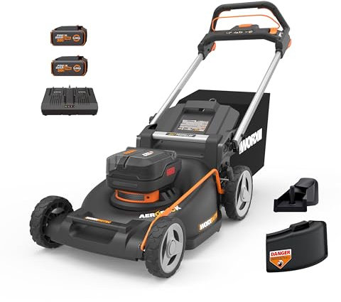 Worx Nitro 40V 21 Self-Propelled Lawn Mower with Aerodeck and IntelliCut, Variable Speed Battery Powered Lawn Mower, Durable WG760 Cordless Lawn Mower - (2) PowerShare Batteries