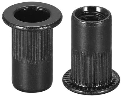 Dayalo 25 Stück Nietmuttern M4 Schwarze, Edelstahl A2 V2A Einpressmuttern, Hülsenmutter Gewindenieten, Runde Flachkopf Gewinde Rivet Nutsert Einnietmuttern, Blindnietmuttern Verwendet für Bleche