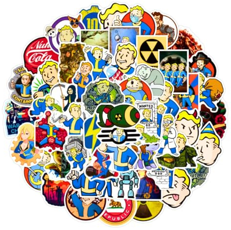 50 pezzi | Vault Boy | Nuka Cola | Vault - Tec | Collezione di adesivi |per computer portatile, tavolo, bottiglia, telefono, Fallout Graffiti adesivi in vinile (50 pezzi variante A)