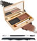 Augenbrauenpulver Palette-2 Farben Dunkelbraun/Schwarz Eyebrow Powder Wasserfeste, Langanhaltende Natürlicher Augenbrauenfarbe,Definition & Fülle der Augenbrauen,mit Augenbrauen-Tools und Spiegel-Set4