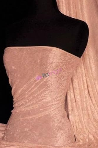 Crushed Velvet Stretch Material | Soft Furnishing, Craft Velour & Dressmaking Fabric | Same Day Dispatch | Sold by The Metre | by Tia Knight Q156 (Peach)
