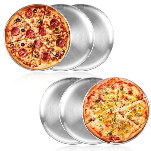 CYEER 6 Stück Pizzablech Rund, 30CM Pizza Blech, Pizzapfanne, Pizzablech Edelstahl, Pizza Pan, Pizza Backblech, Edelstahl Pizzaform für Backofen Backen, Einfach zu Reinigen＆Spülmaschinenfest