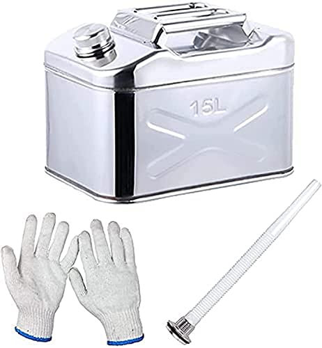 WOTZOV Bidons d'essence Bidon de Stockage d'huile portatif en Acier Inoxydable 304, réservoir d'essence en métal avec Tube de Guidage d'huile, pour la Sauvegarde de vo,10L