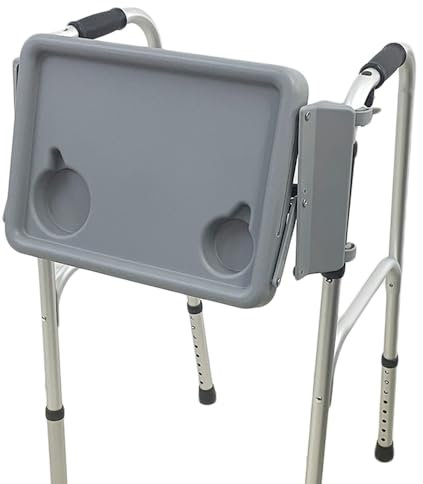 Walker Tablett mit zwei Getränkehaltern – zusammenklappbarer Rollator, Schreibtisch-Klappbrett, Esshilfe für stillende Patienten, 27,9 cm B x 40,6 cm L