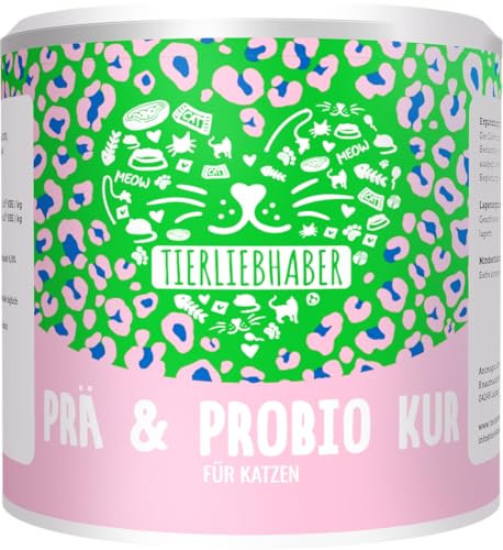 TIERLIEBHABER – Prä- & Probio Darmkur für Katzen für eine Normale Magen-Darm-Funktion | Probiotika & Präbiotika für eine verbesserte Kotkonsistenz | Futtermittel mit Flohsamen, Bierhefe & Inulin (75g)