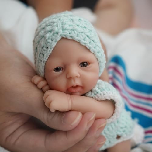 MYREBABY Mini muñeca Reborn de 7 Pulgadas niñas, Cuerpo Completo de Silicona, Piel Suave, Bebe Reborn Silicona, muñeca pequeña de la Vida Real