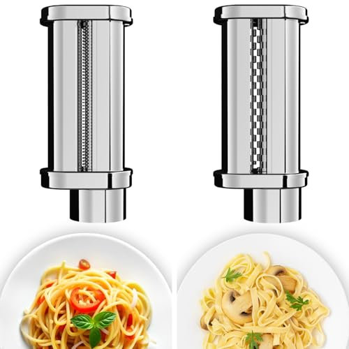 Fentic Set Spaghettischneider und Fettuccine Cutter - Pasta Maker passend für Fentic SM-1504P und SM-1504BM - Edelstahl Elektische Nudelmaschine - Fettuccine Maker - Spaghetti Maker